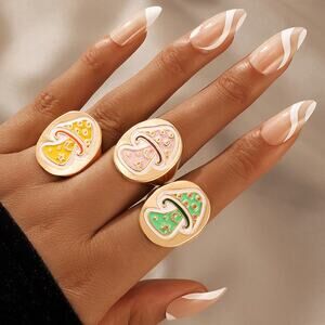 Chunky Mushroom Rings Set Of Three - Garden Cottage Jewelry #BN2